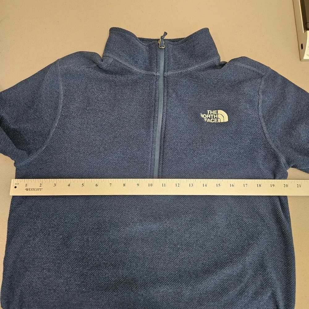 The North Face Mens 1/4 Zip L Blue Textured Knit Sweater Lightweight‎ Outdoor